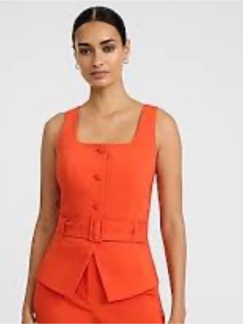 NWT Express Orange Button-Front Belted Vest Top